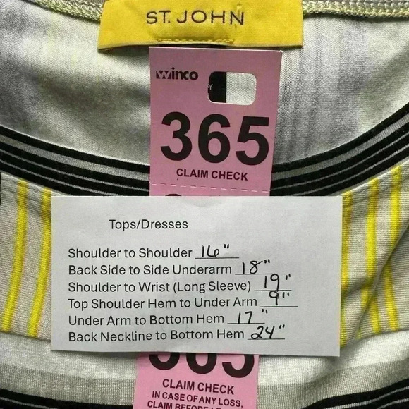 St John Women’s Small Long Sleeve Yellow/Black Striped Tunic Top Scoop Neck - Picture 12 of 12